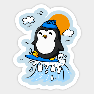 Penguin Surf Sticker